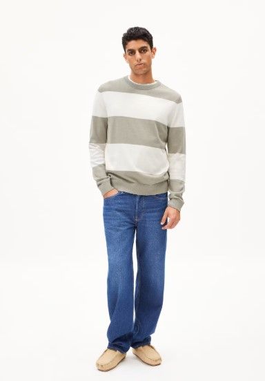Pullover ARMEDANGELS Loukaa Stripes Seagreen-Light Oatmilk