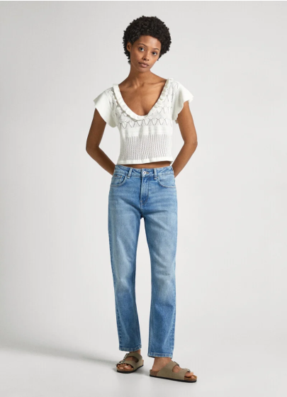 Jeans PEPE JEANS Straight High Waist Mary Light Blue Used Washed