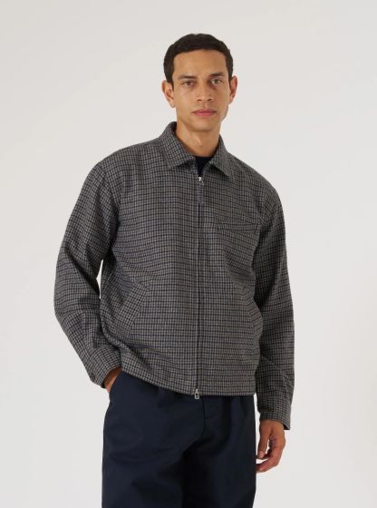 Jacke UNIVERSAL WORKS Houndstooth Wool Mix Windcheater Charcoal