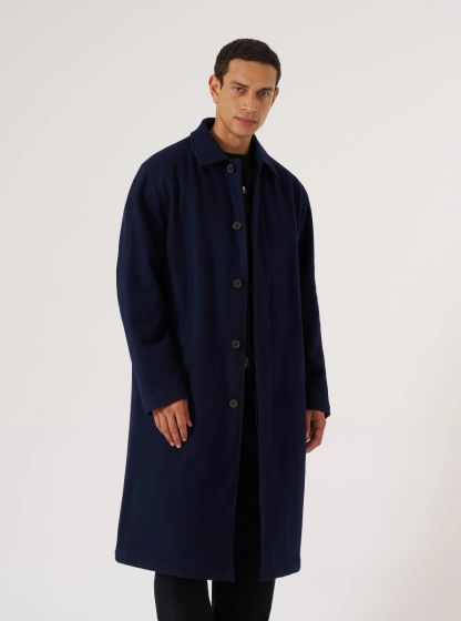 Woll Mantel UNIVERSAL WORKS Mowbray Mac Coat Navy