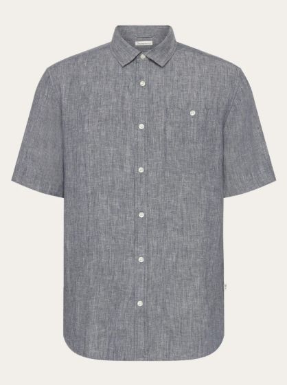 Kurzarmhemd KNOWLEDGE COTTON APPAREL Custom Fit Vintage Indigo