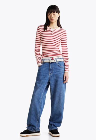 Langarmshirt TOMMY HILFIGER Red-White Stripe