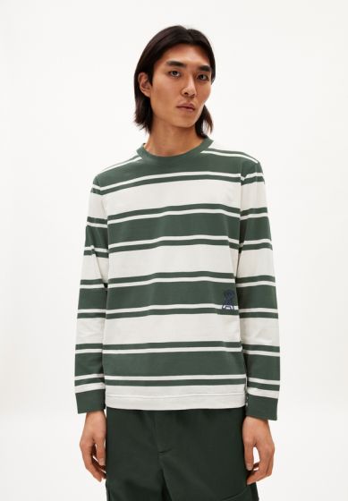 Longsleeve ARMEDANGELS Joschkaa Stripes Boreal Green Off White