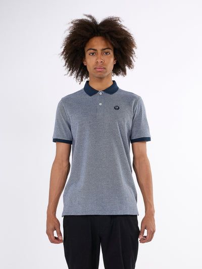 Poloshirt KNOWLEDGE COTTON APPAREL Yarn Dyed Badge Total Eclipse