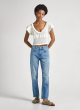 Jeans PEPE JEANS Straight High Waist Mary Light Blue Used Washed