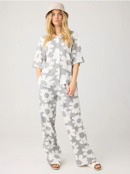 Hose KNOWLEDGE COTTON APPAREL Posey Leinen Grey