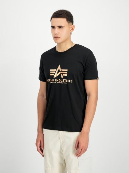T-Shirt ALPHA INDUSTRIES Basic Big Logo Foil Print Black Gold