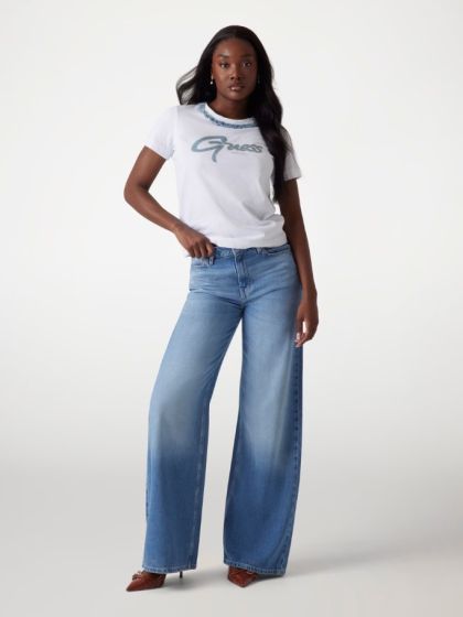 T-Shirt GUESS Logoprint Weiß