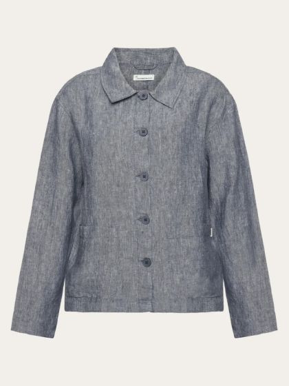 Hemdjacke KNOWLEDGE COTTON APPAREL Linen Overshirt Vintage Indigo