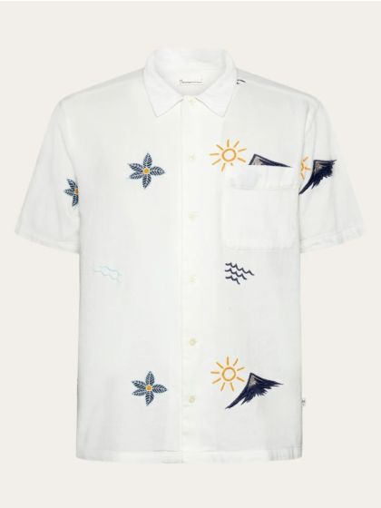 Kurzarmhemd KNOWLEDGE COTTON APPAREL Box Fit Egret