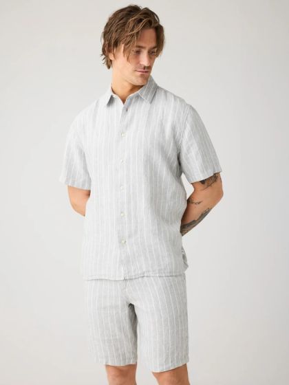 Hemd KNOWLEDGE COTTON APPAREL Linen Grey Stripes