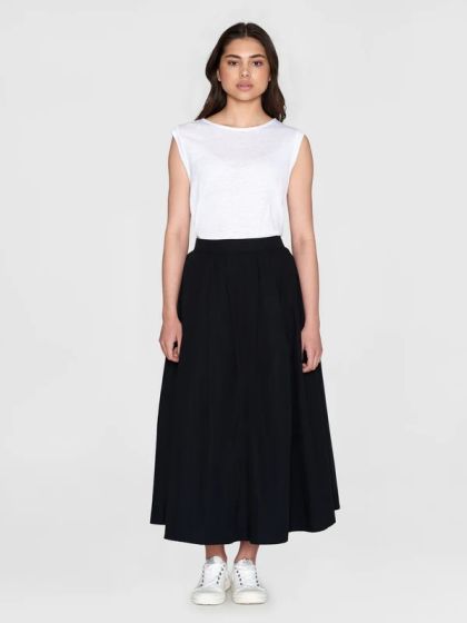 Rock KNOWLEDGE COTTON APPAREL Poplin Pleated Skirt Black Jet