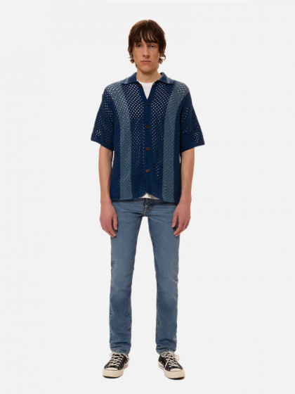 Häkelstrickhemd NUDIE JEANS Fabbe Blue