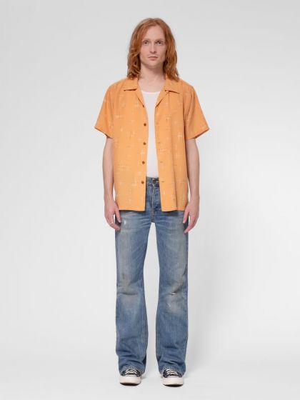 Hemd NUDIE JEANS Arvid 50s Hawaii Shirt Ochre