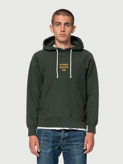 Hoodie NUDIE JEANS Fredrik Racing Green