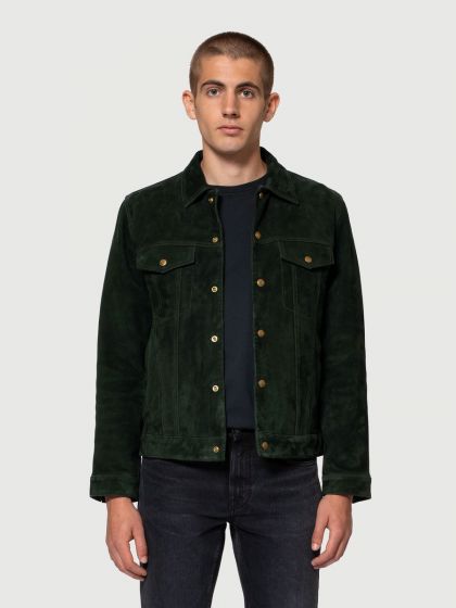 Lederjacke NUDIE JEANS Robby Nubuck Racing Green