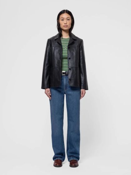 Lederjacke NUDIE JEANS Saga Black