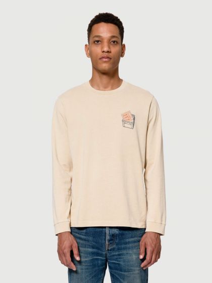 Langarmshirt NUDIE JEANS Rudi Dance Cream