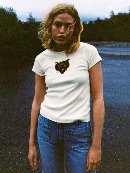 T-Shirt NUDIE JEANS Eve the Cat Offwhite