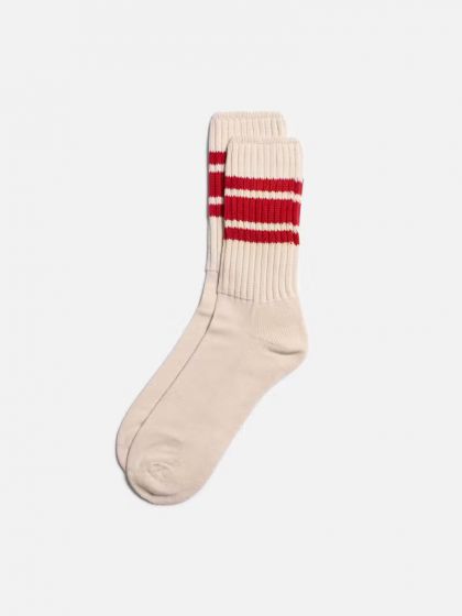 Socken NUDIE JEANS Men Vintage Sport Socks Offwhite Red