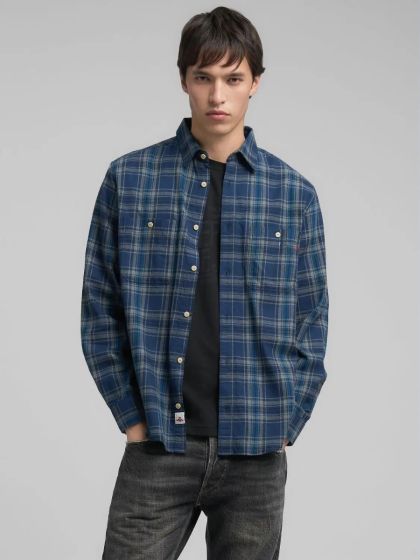 Hemd Langarm REPLAY Blue Grey