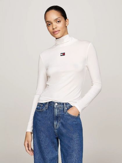 Rollkragen Langarmshirt TOMMY HILFIGER Ancient White