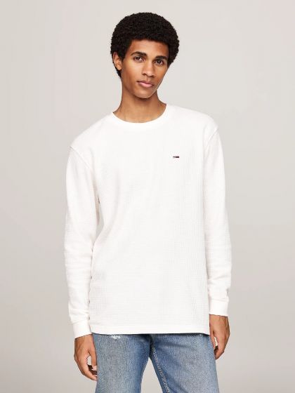 Waffelstrick-Langarmshirt TOMMY HILFIGER Ancient White
