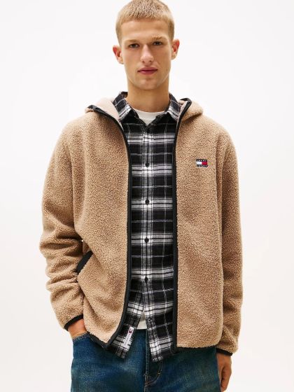 Teddy-Fleece Zip Hoodie TOMMY HILFIGER Coastal Taupe