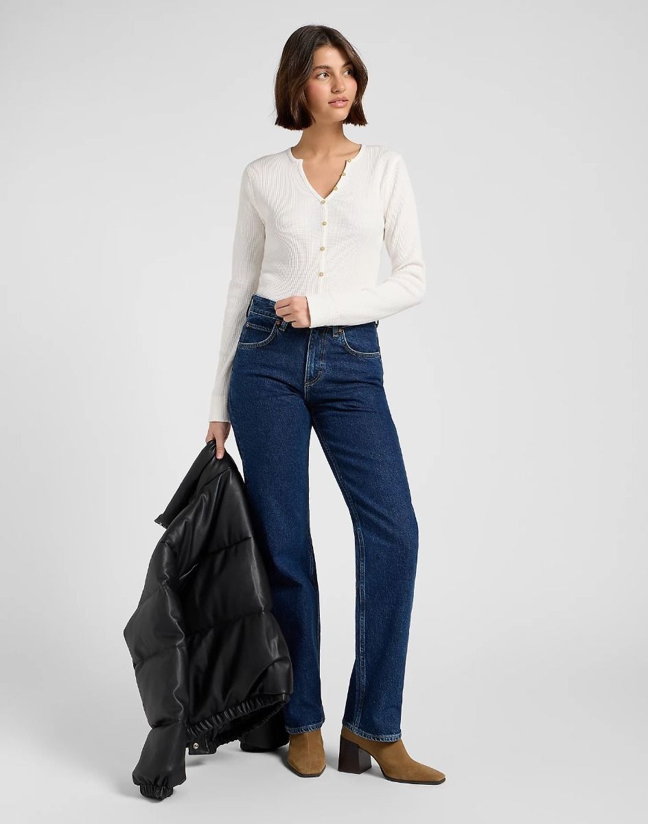 Lee Damen Rider Jeans – Slim Fit, Blau, Aus Baumwolle & Lyocell, Bequem Und Leicht