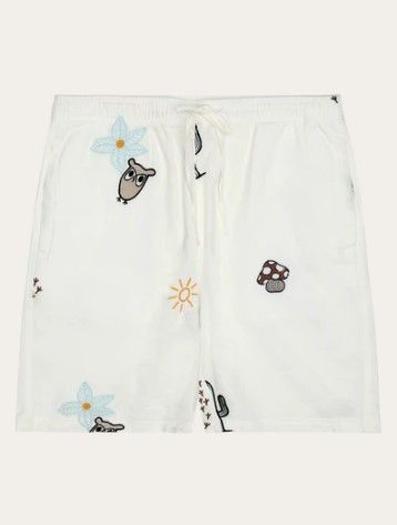 Shorts KNOWLEDGE COTTON APPAREL Fig Loose Embroidery Egret