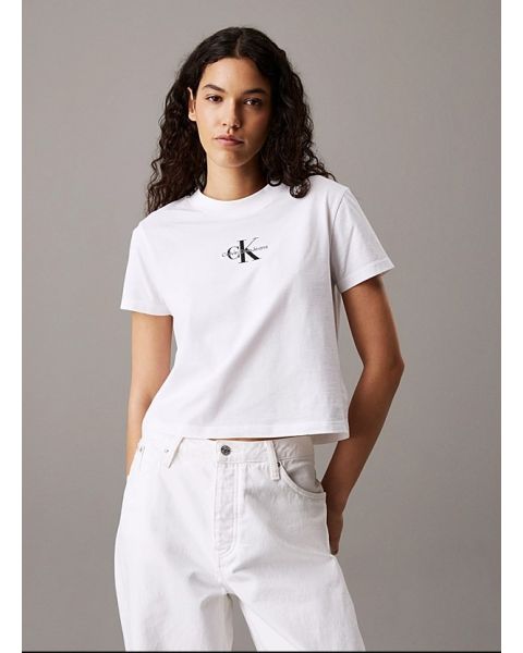 T-Shirt CALVIN KLEIN Cropped Monogramm Brilliant White