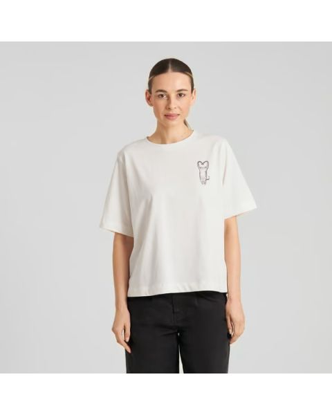 T-Shirt DEDICATED Vadstena Heart Cat Off-White