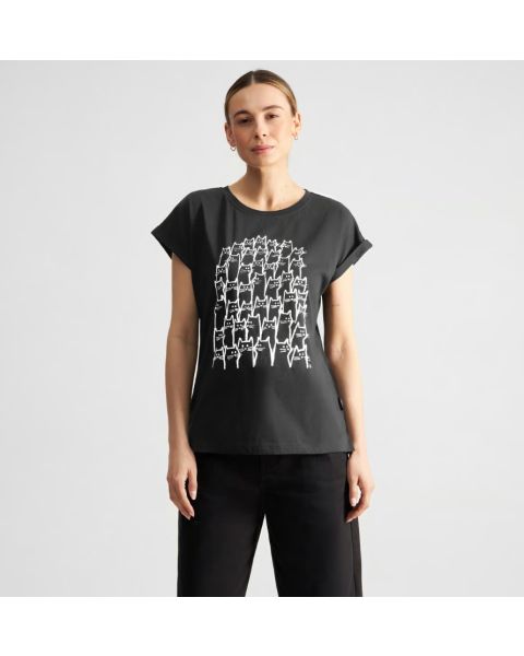 T-Shirt DEDICATED Visby Cat Crowd Black