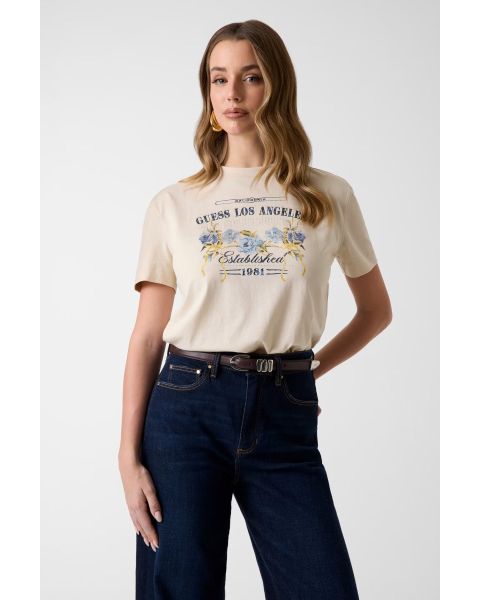 T-Shirt GUESS Bedruckt Beige