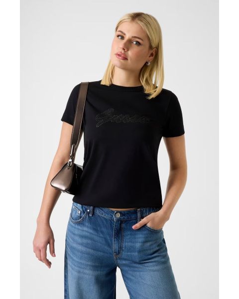 Boxy T-Shirt GUESS Logo Schwarz