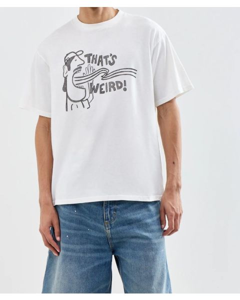 T-Shirt NUDIE JEANS Koffe Thats Weird Chalk White