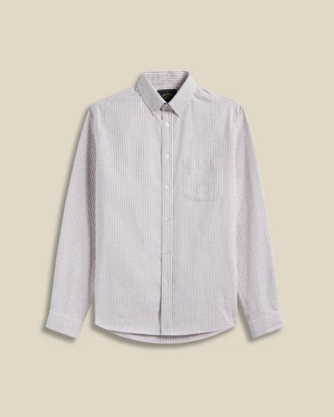 Hemd PORTUGUESE FLANNEL Brushed Oxford Stripe Bordeaux