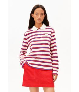 Poloshirt ARMEDANGELS Light Oatmilk - Mars Red - Dynamo Blue