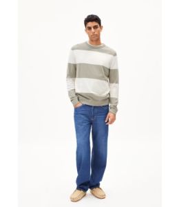 Pullover ARMEDANGELS Loukaa Stripes Seagreen-Light Oatmilk