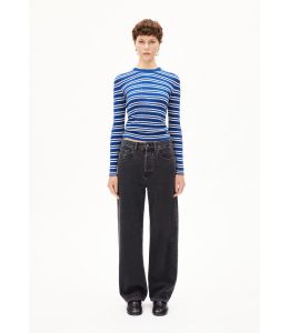Longsleeve ARMEDANGELS Alaania Chiffron Str Lapis Blue Oatmilk