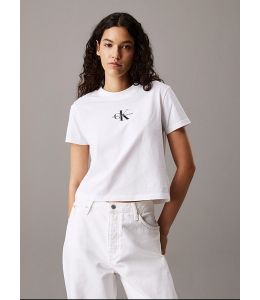 T-Shirt CALVIN KLEIN Cropped Monogramm Brilliant White