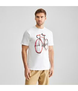 T-Shirt DEDICATED Stockholm Red Strokes Bike White