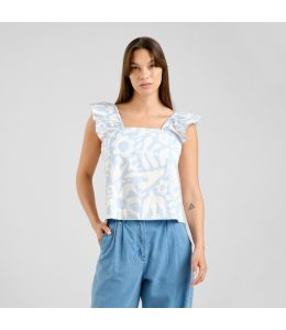 Top DEDICATED Furusund Poplin Wonky Beach Skyway Blue