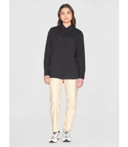 Bluse KNOWLEDGE COTTON APPAREL Loose Linen Shirt Black Jet