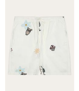 Shorts KNOWLEDGE COTTON APPAREL Fig Loose Embroidery Egret