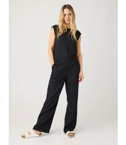 Top KNOWLEDGE COTTON APPAREL Loose Fold Up Black Jet