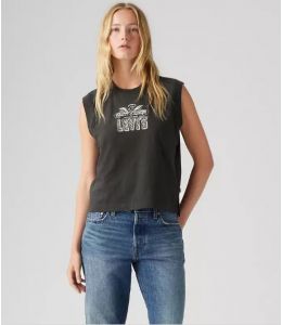 Boxy Tank Top LEVI`S® Tank Decorated Logo Pirate Black