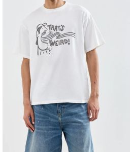 T-Shirt NUDIE JEANS Koffe Thats Weird Chalk White