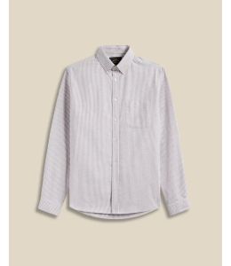 Hemd PORTUGUESE FLANNEL Brushed Oxford Stripe Bordeaux
