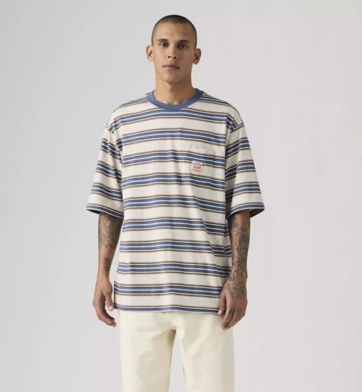 T-Shirt LEVI'S® Workwear Tee Caspian Stripe White Sand Heather